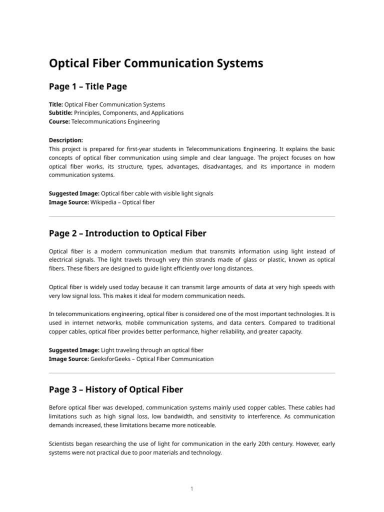 Optical Fiber Communication Overview | PDF | Optical Fiber | Fiber ...