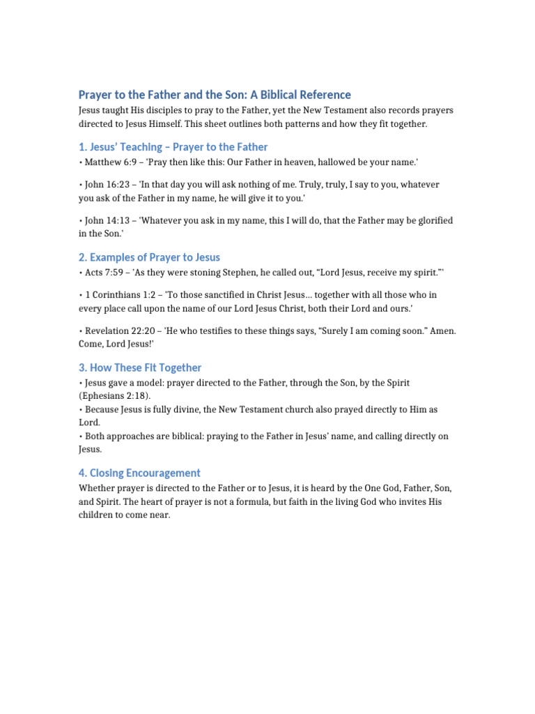 Prayer Father and Son Reference | PDF