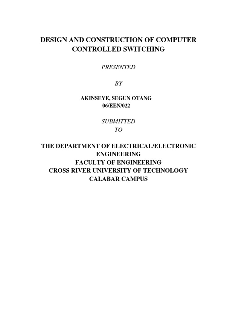 Design and Construction of Computer Controlled Switching | PDF ...