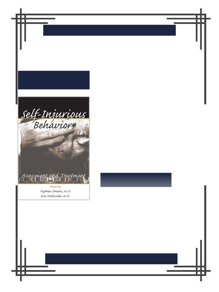 Self Injurious Behaviors Assessment and Treatment 1st Edition Daphne ...