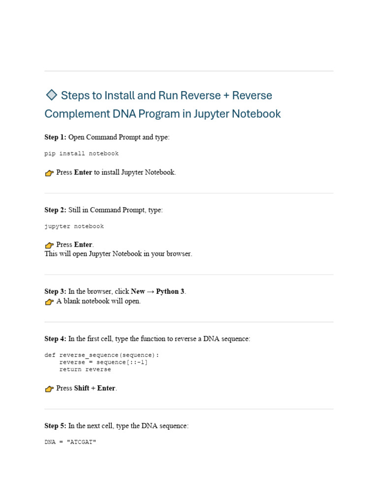 Steps to Install and Run Reverse ^M Reverse Complement DNA Program in ...