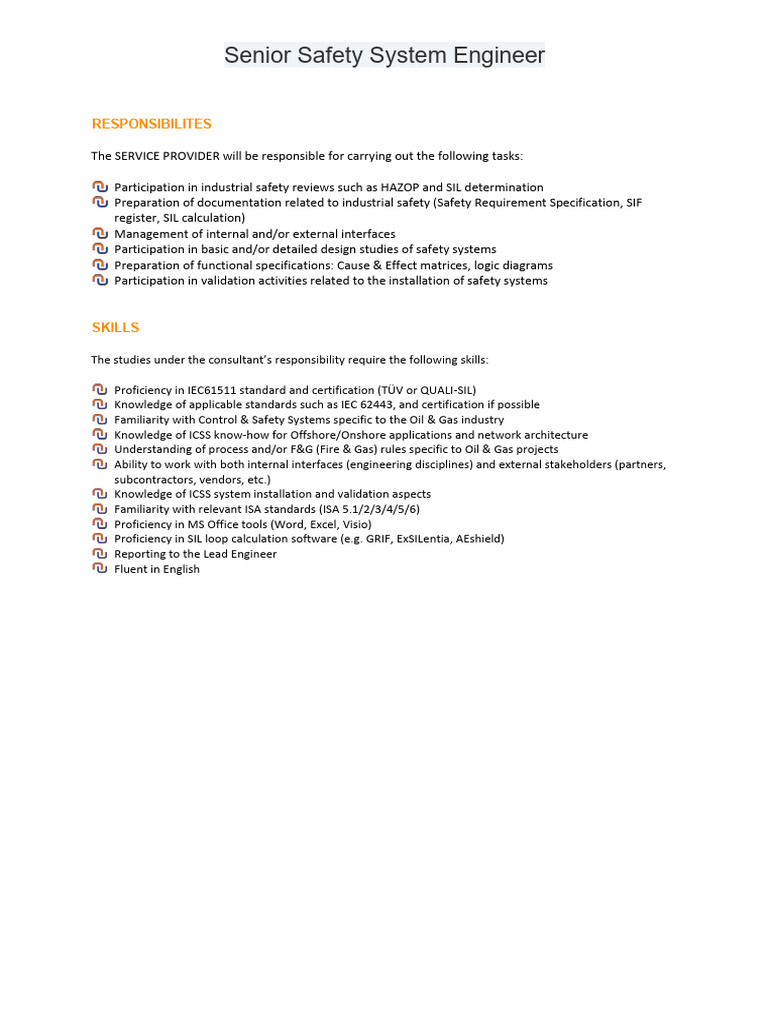 Senior Safety System Engineer Role | PDF