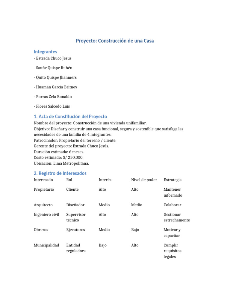 Proyecto de Construcción de Vivienda en Lima | PDF | Arquitecto ...