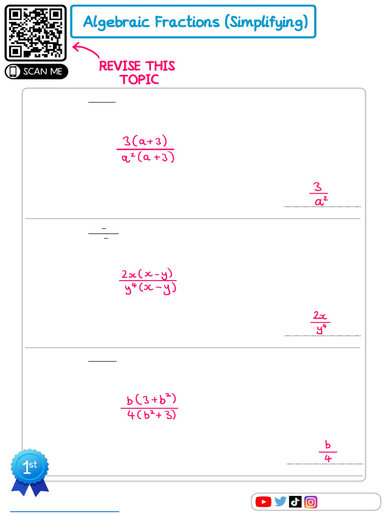 Simplifying Algebraic Fractions Guide | PDF | Number Theory | Mathematics