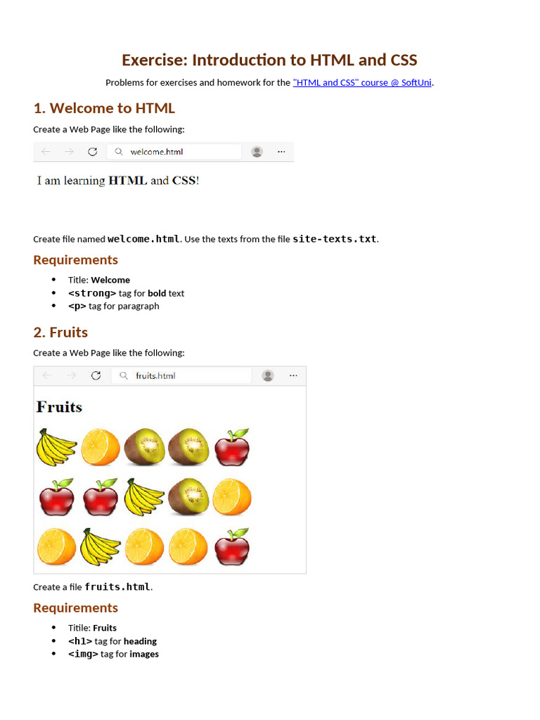 02.Introduction to HTML and CSS Exercise | PDF | Html Element | Html