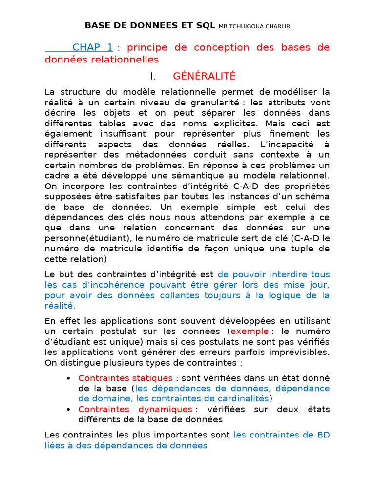 Conception et Langages des Bases de Données | PDF | Bases de données ...