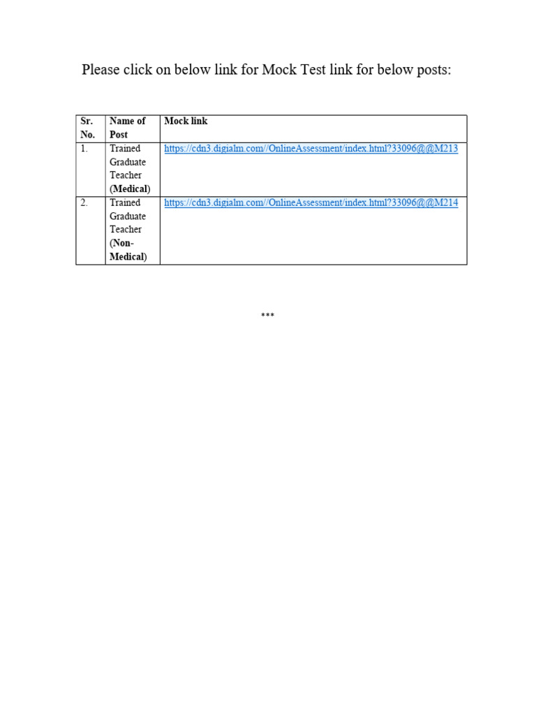 Please Click On Below Link For Mock Test Link For Below Posts | PDF