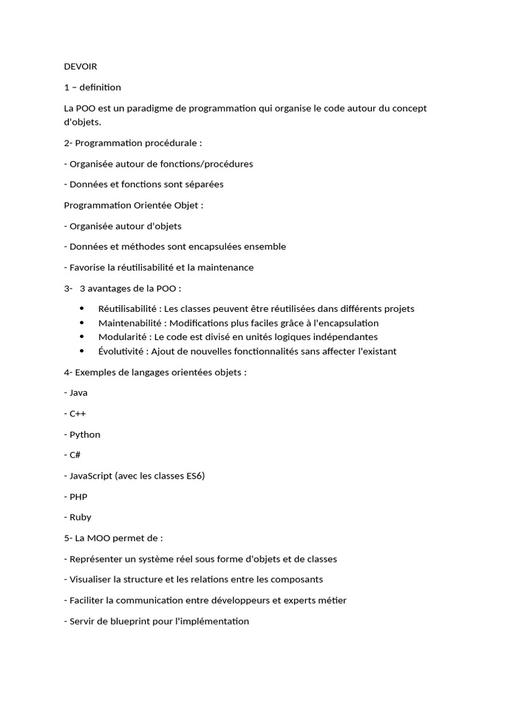 Introduction à la Programmation Orientée Objet | PDF