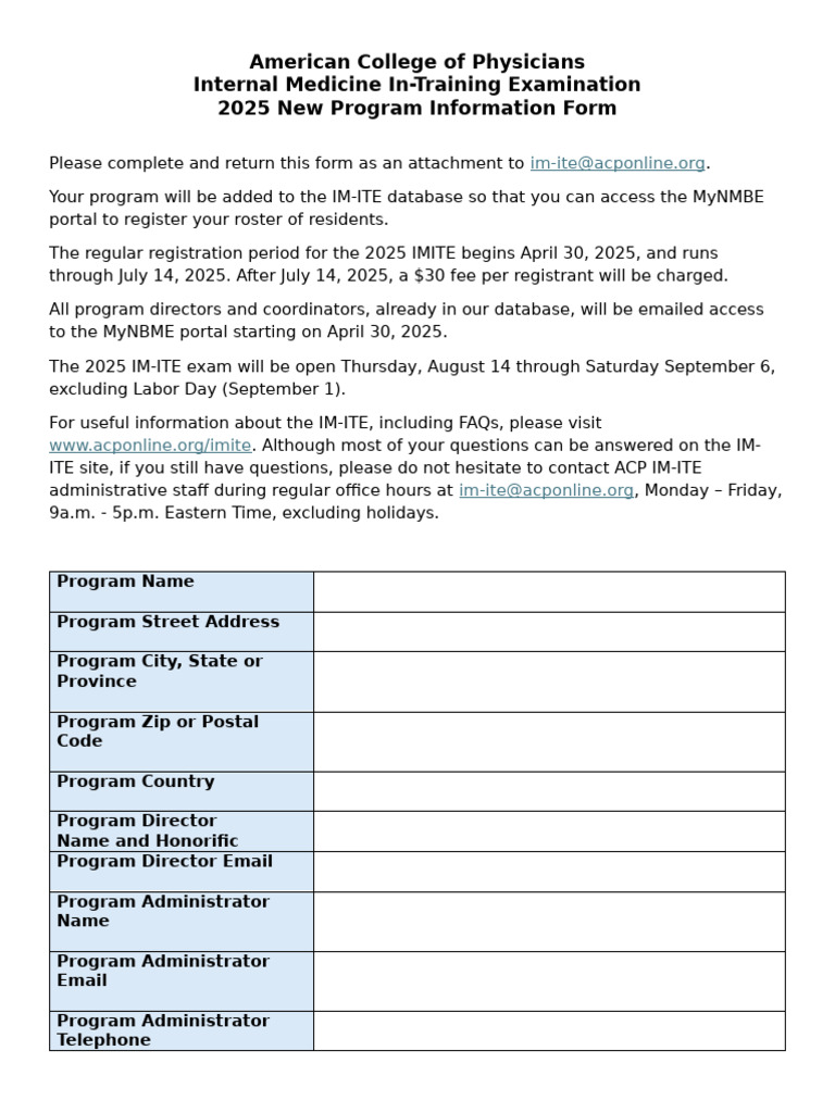 2025 Imite New Program Form | PDF