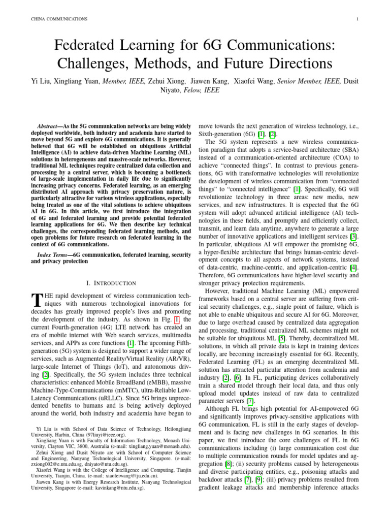 Federated Learning in 6G Communications | PDF