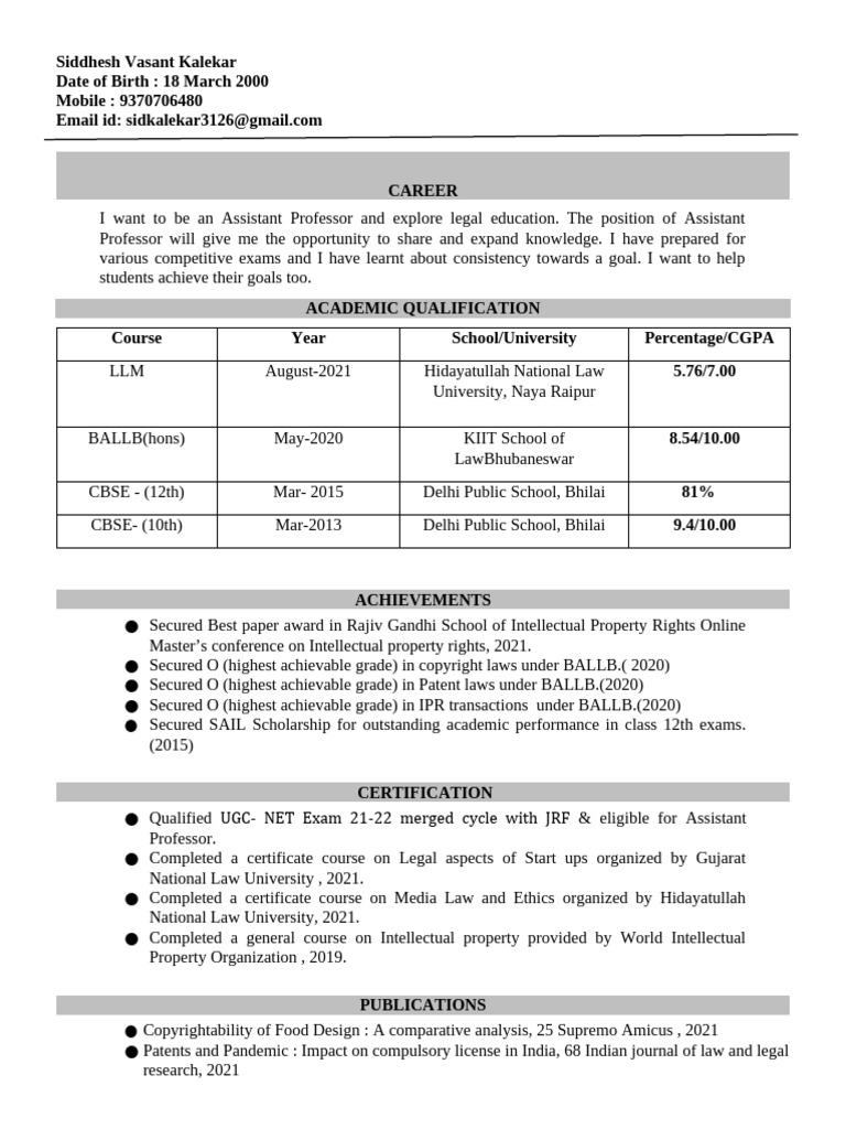 Demo Resume | PDF | Intellectual Property