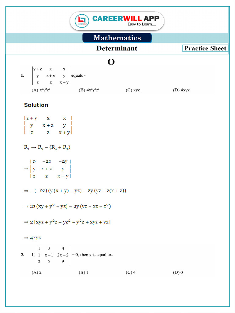 QAS Determinant Solution Final | PDF