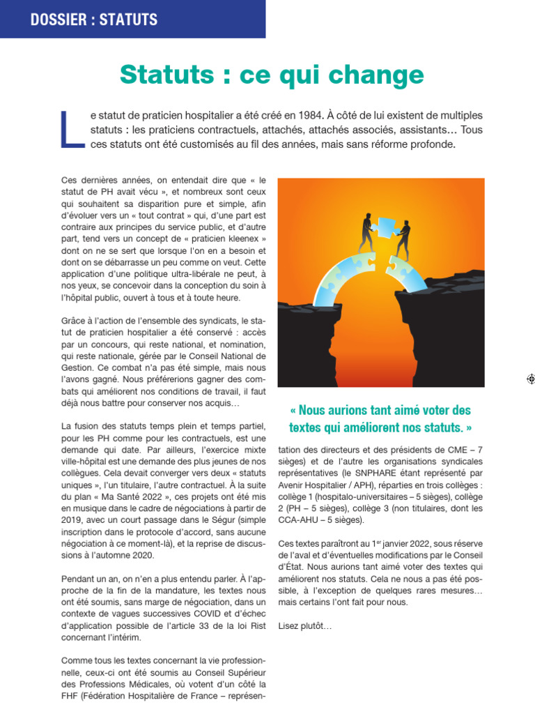 Évolution du statut de praticien hospitalier | PDF