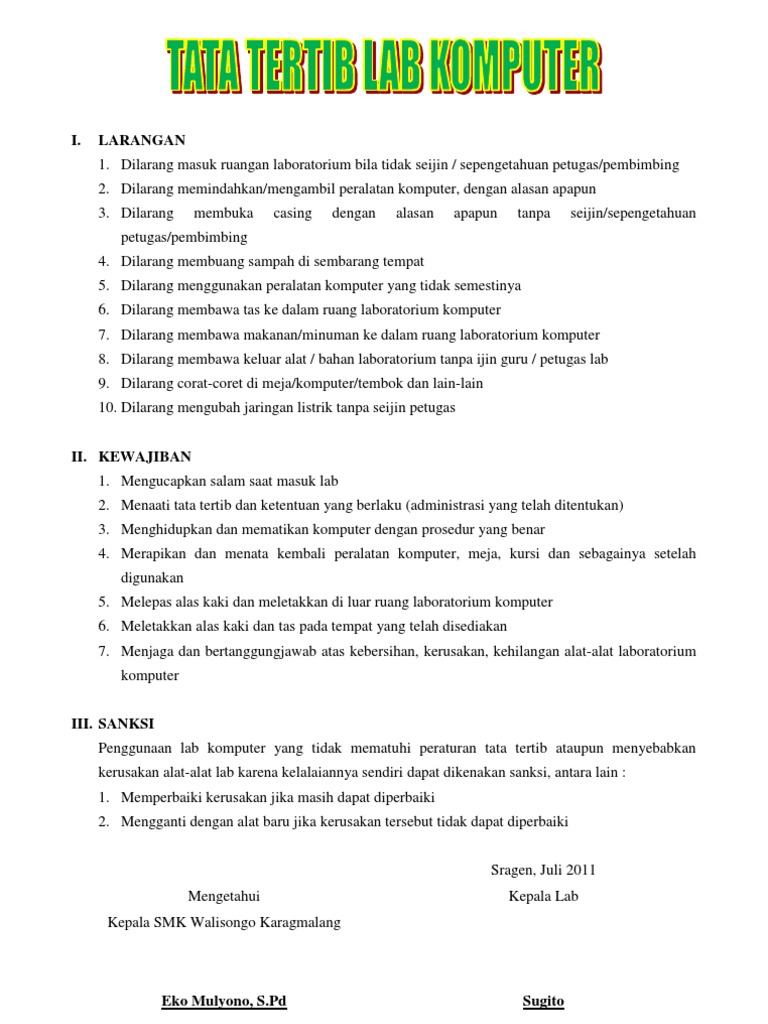 Tata Tertib Lab Komputer PDF