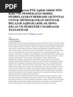 Download Contoh Laporan PTK Aqidah Akhlak MTS Kelas VII by Fatwa Suhada SN96934663 doc pdf