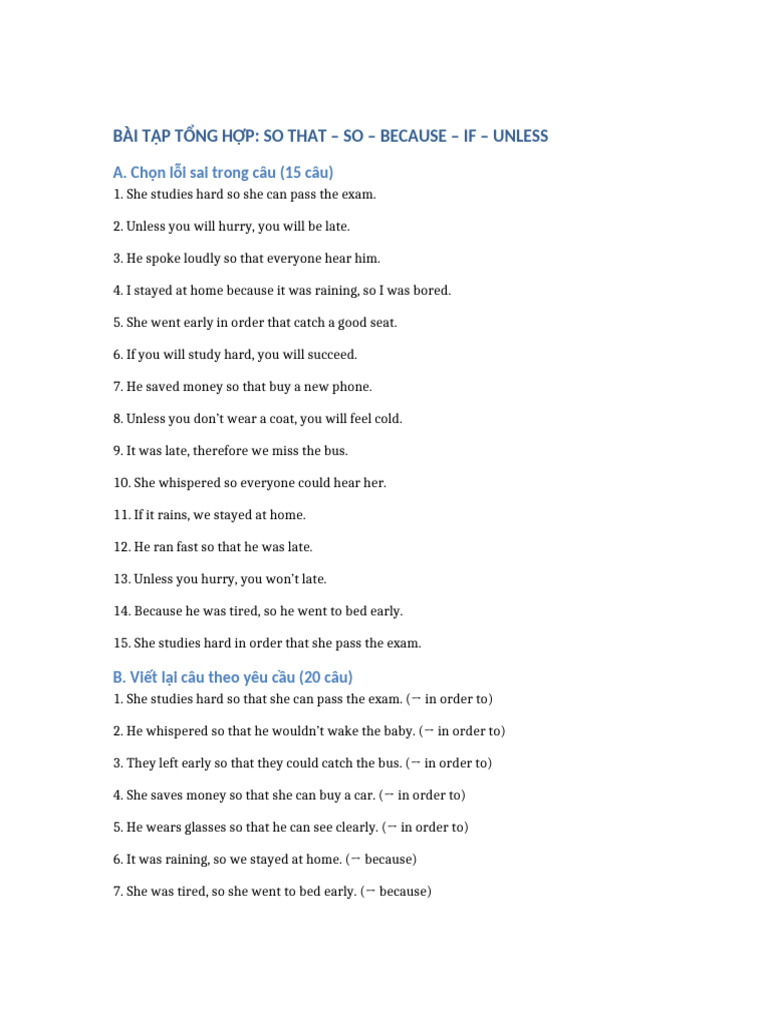 Grammar Exercises: So, Because, If | PDF | Chess Openings | Chess
