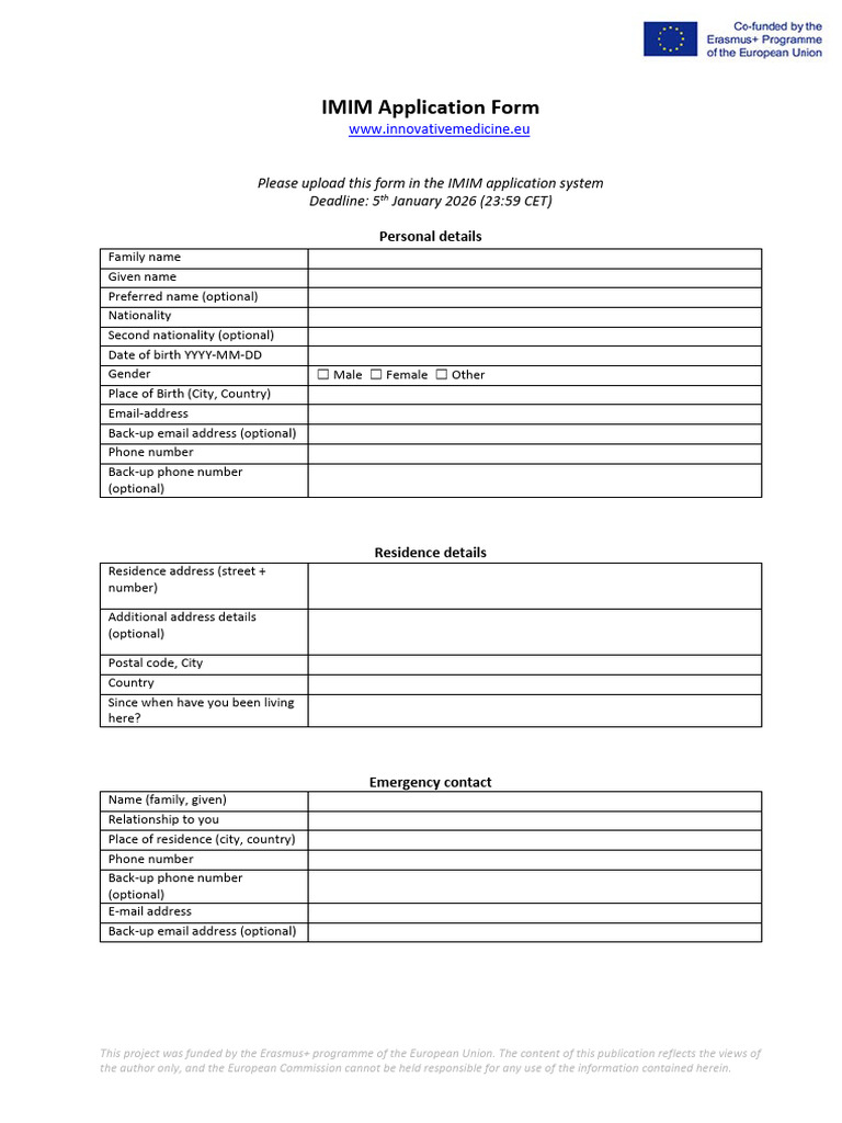 IMIM Application Form Instructions | PDF | Educational Stages