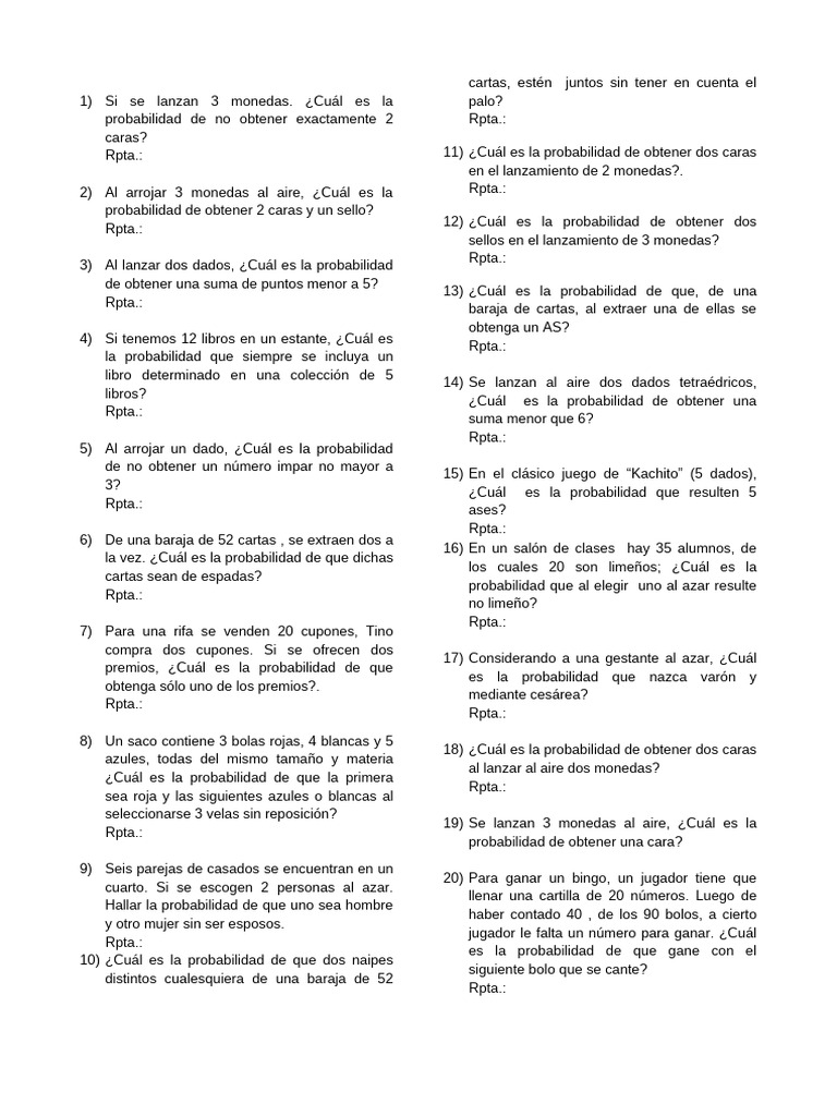 Actividad de Aprendizaje 1a | PDF | Probabilidad | Jugando a las cartas