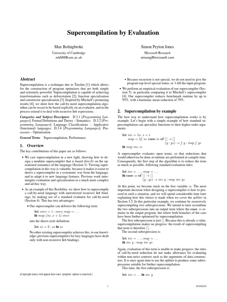 Supercompilation Techniques Explained | PDF | Functional Programming ...