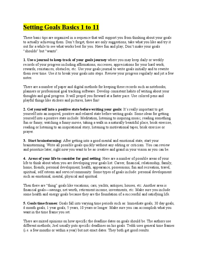 Goal Setting Tips and Strategies | PDF | Mental Image | Motivation