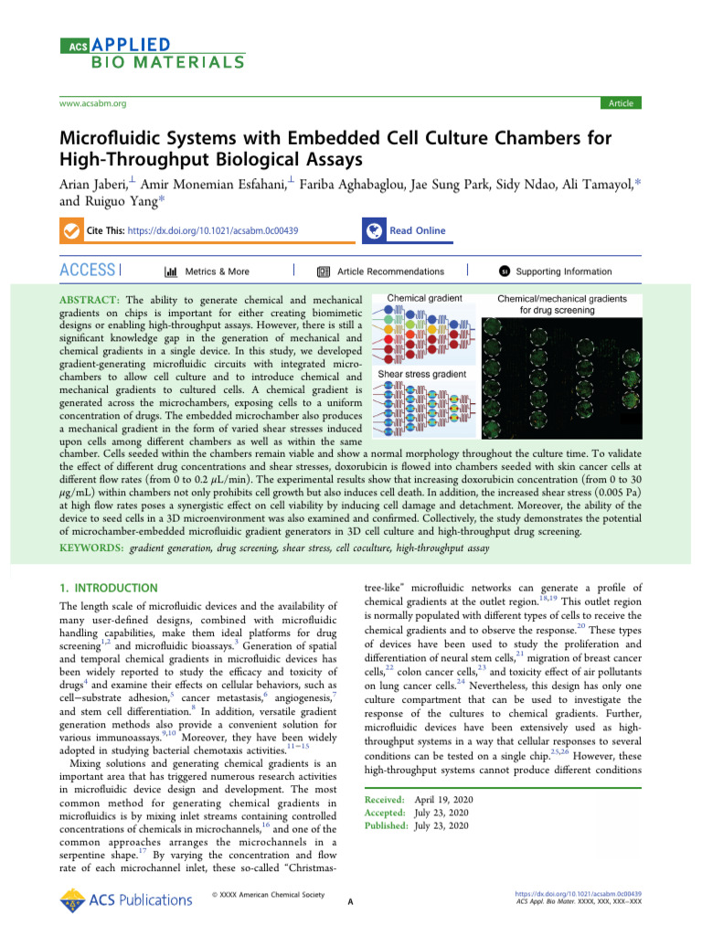 Microfluidic Systems for High-Throughput Assays | PDF | Microfluidics ...
