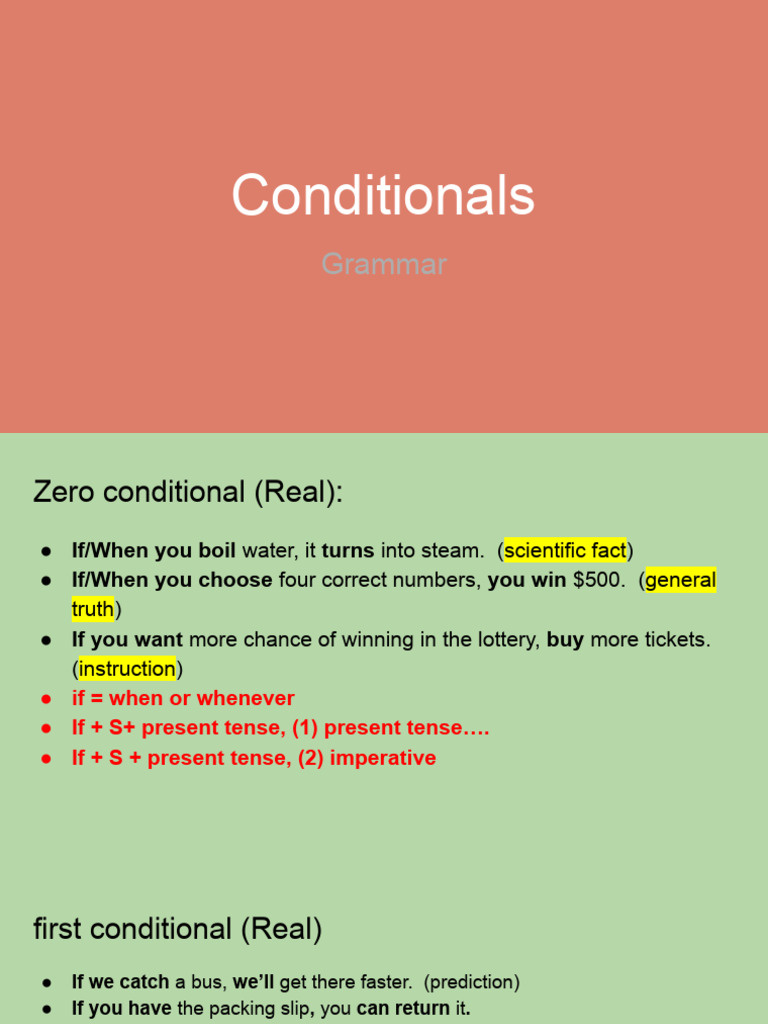Conditionals | PDF | Grammar | Linguistics
