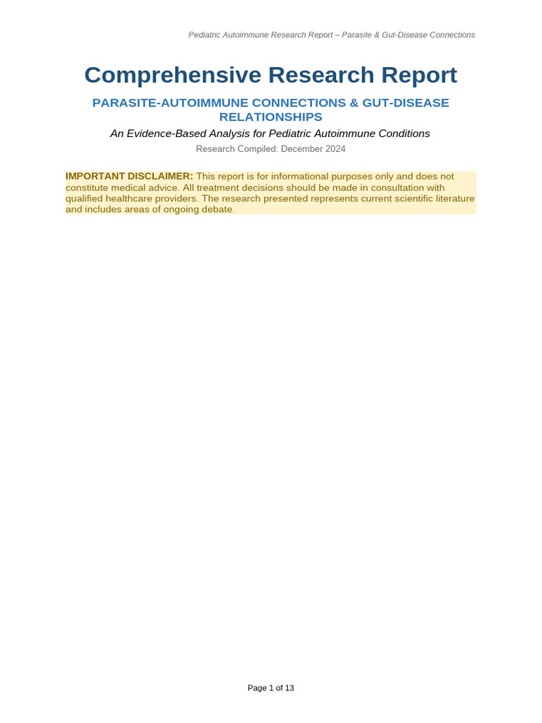 Parasite_Autoimmune_Gut_Disease_Research_Report | PDF | Autoimmune ...
