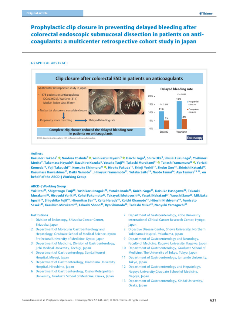 Prophylactic Clip Closure in Colorectal ESD | PDF | Colorectal Cancer ...