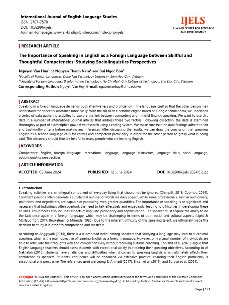 The Importance of Speaking in English as a Foreign | PDF ...