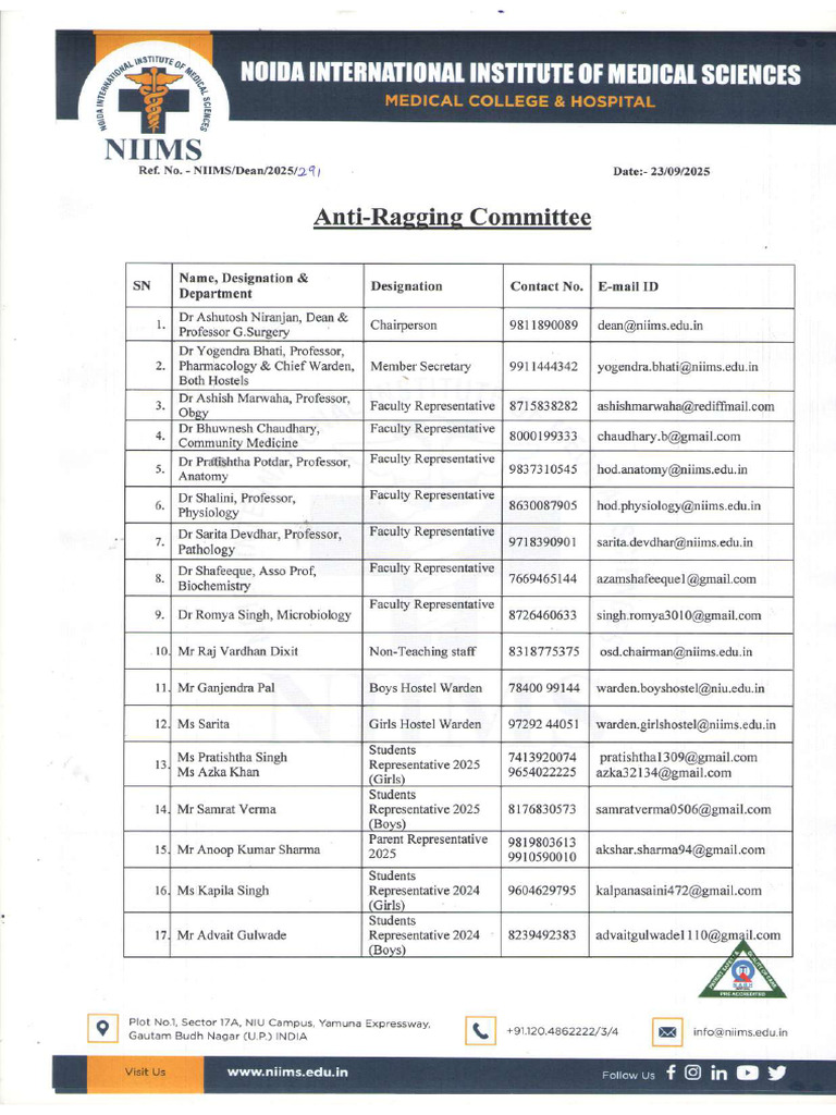 Anti Ragging Committee | PDF