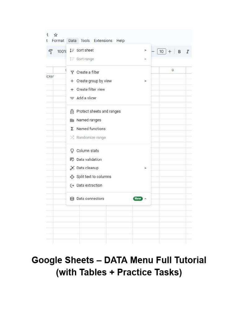 Google Sheets - DATA Menu Full Tutorial (With Tables + Practice Tasks ...