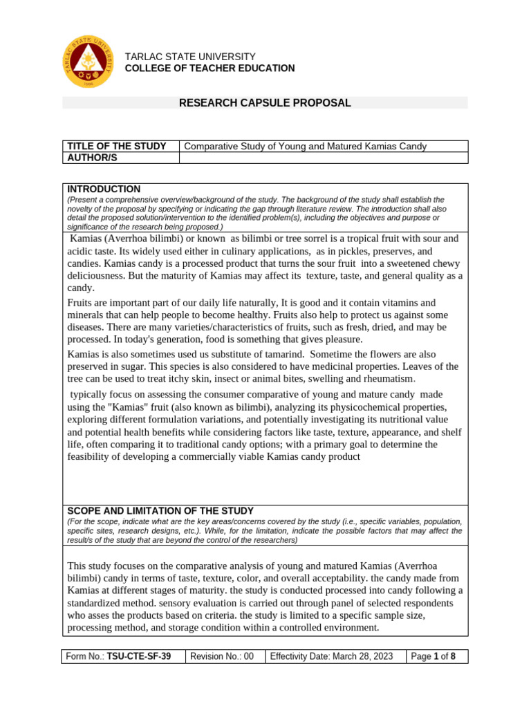 Research Capsule Proposal 2 1 1 | PDF | Statistics | Taste