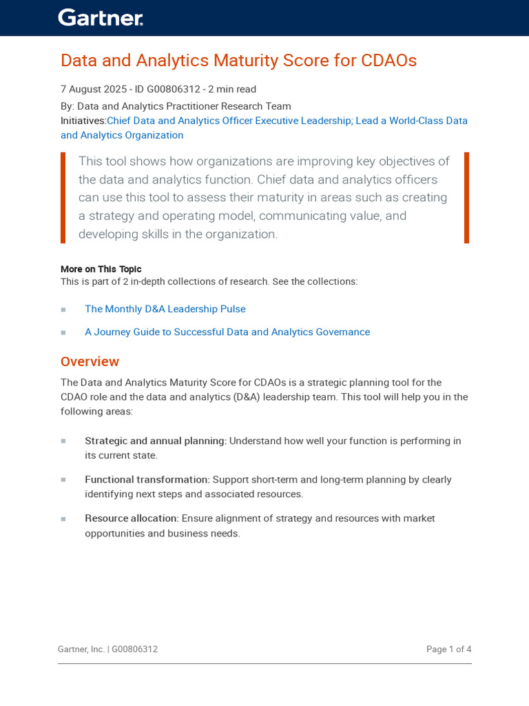 Data and Analytics Maturity Score Guide | PDF | Analytics | Leadership