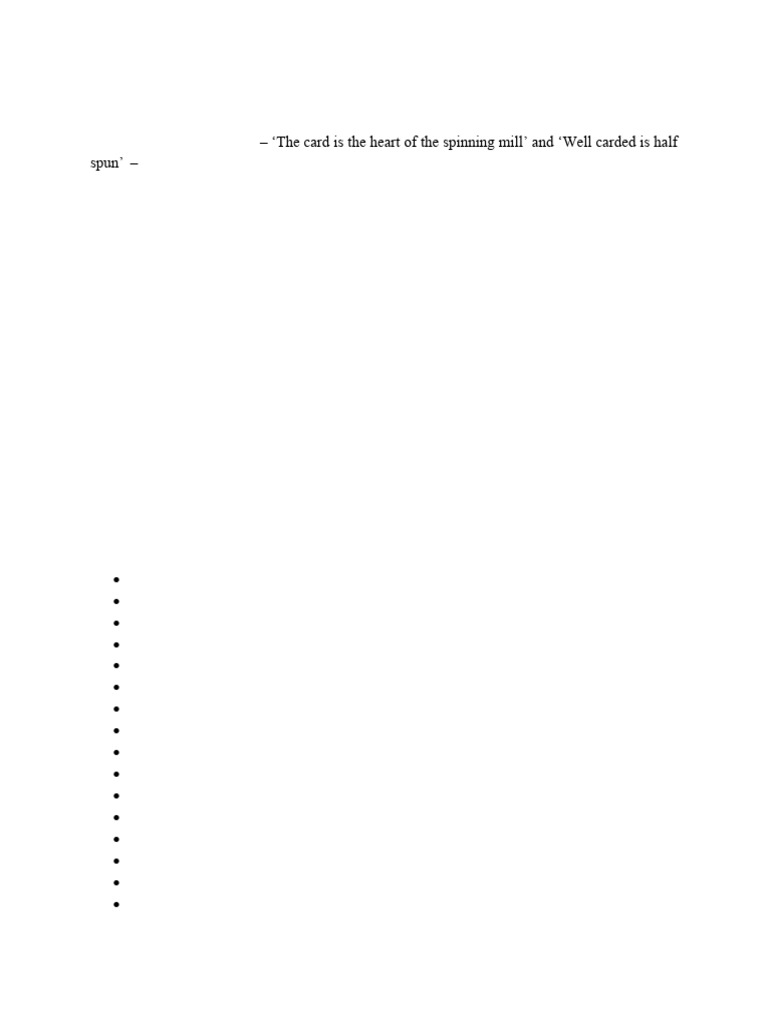 4.Carding - Updated | PDF | Textiles | Wire