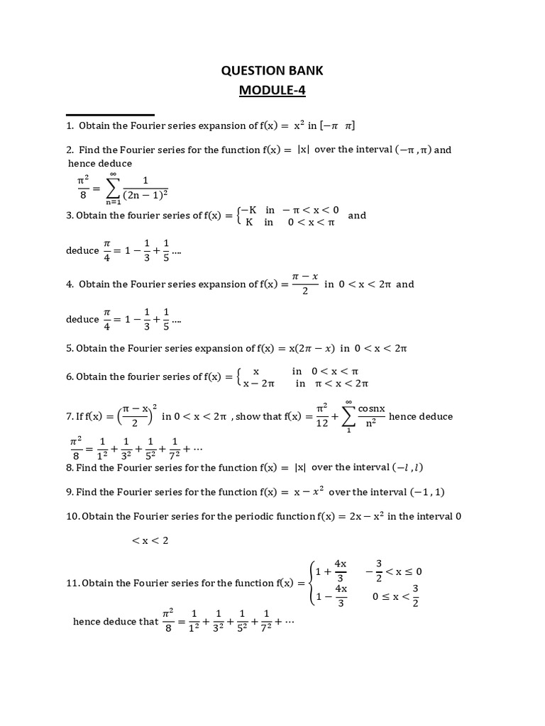 Fourier Series and Transform Exercises | PDF | Discrete Fourier ...