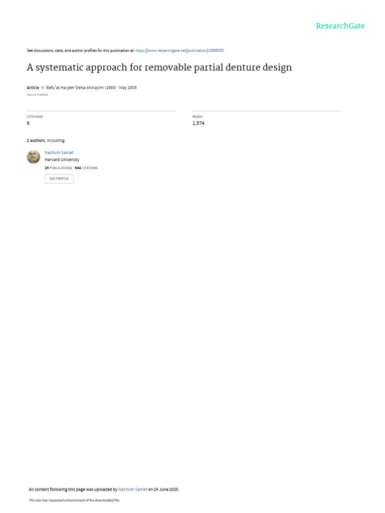 A Systematic Approach To RPD Designs A Met PDF | PDF