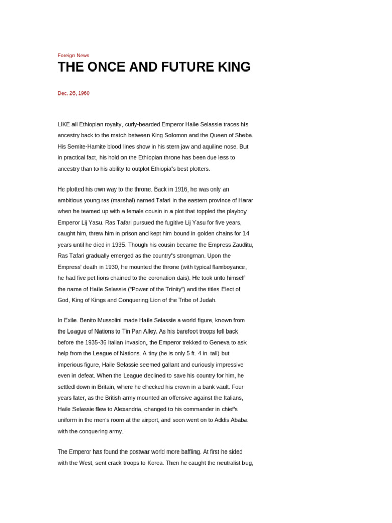 The Once and Future King | PDF | Ethiopia