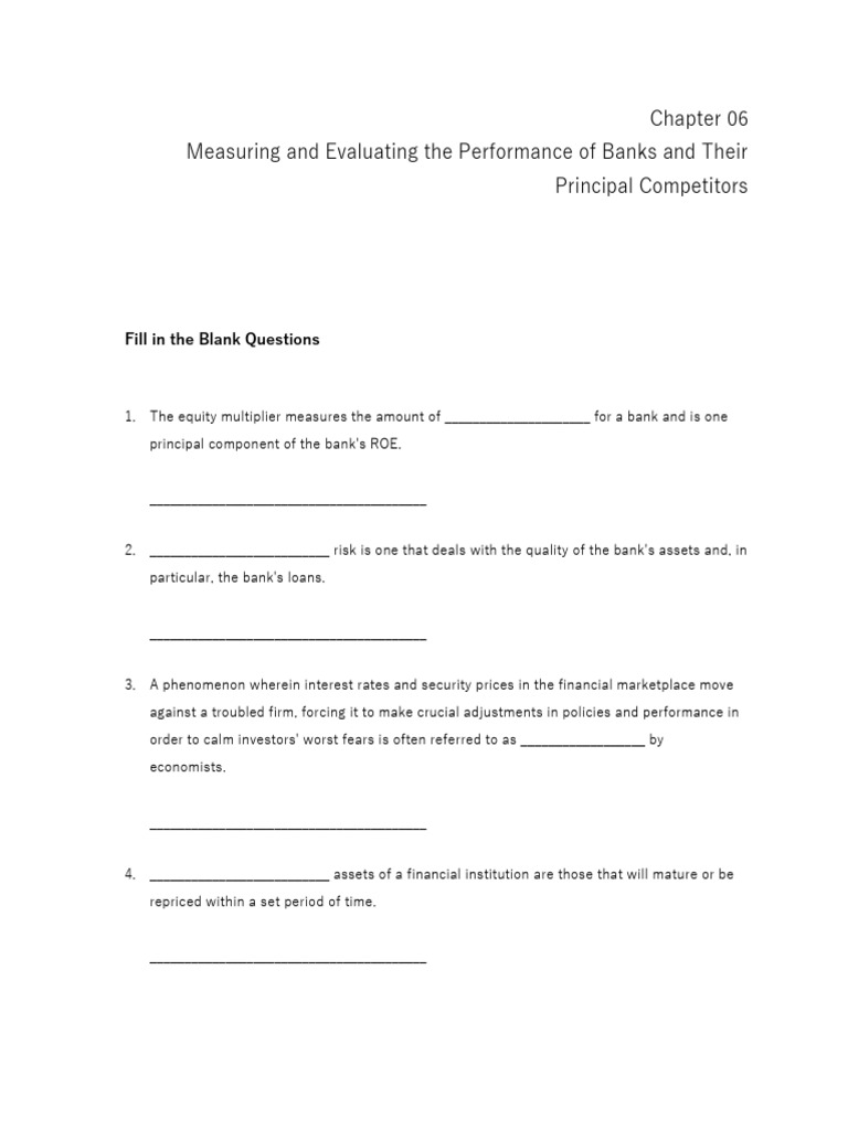 Chapter 6 Measuring and Evaluating The Performance of Banks and Their ...