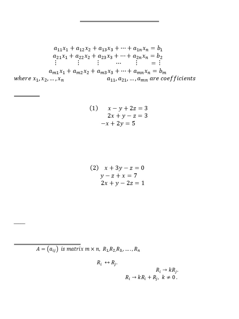 Linear Systems and Matrix Operations Guide | PDF | System Of Linear ...