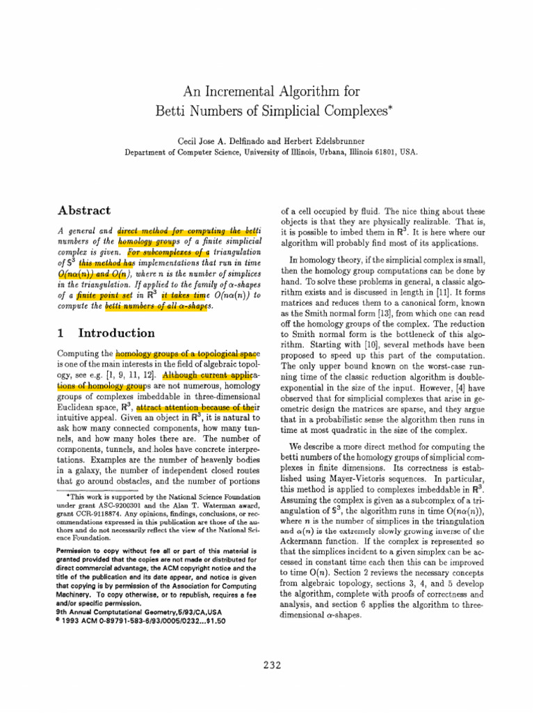 Delfinado and Edelsbrunner - 1993 - An Incremental Algorithm for Betti ...