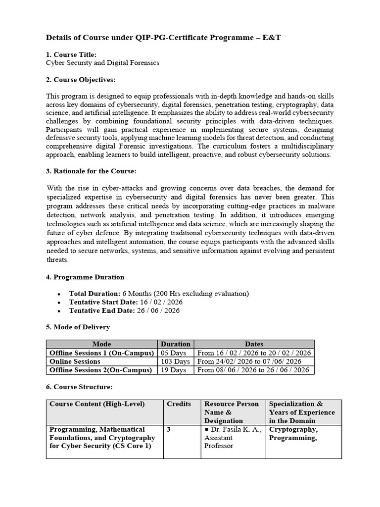 IIIT Kottayam - Cyber Security and Digital Forensics | PDF | Computer ...