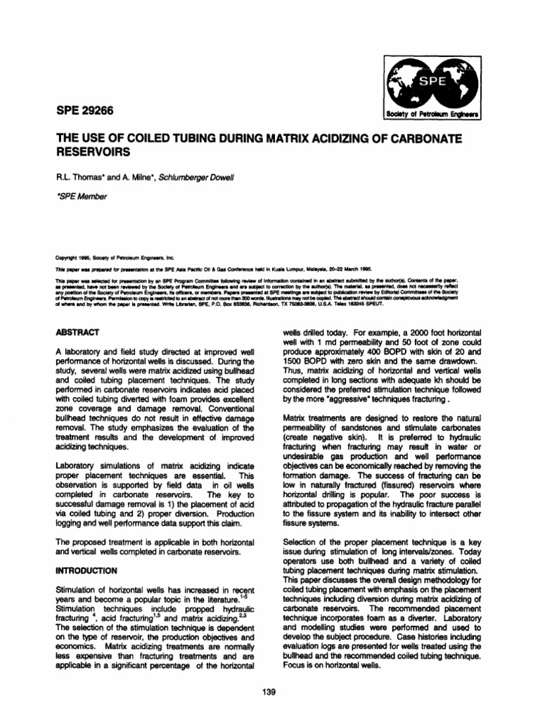 Coiled Tubing for Matrix Acidizing | PDF | Iron | Oil Well