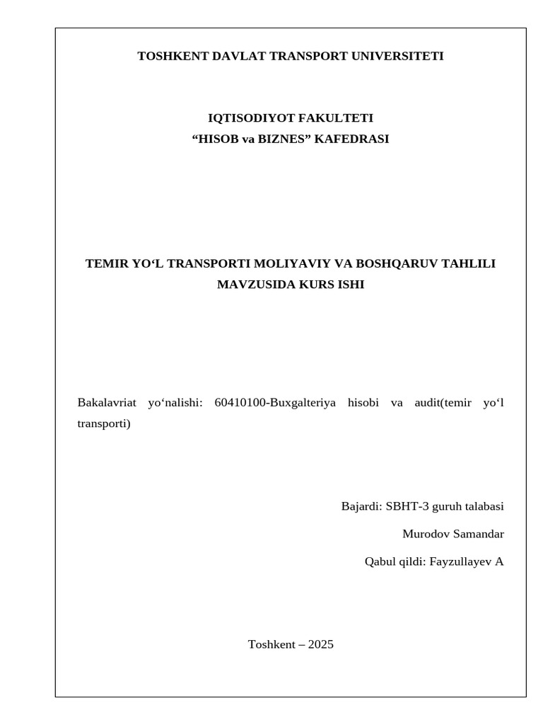 SBHT-3 Murodov Samandar 11-v | PDF