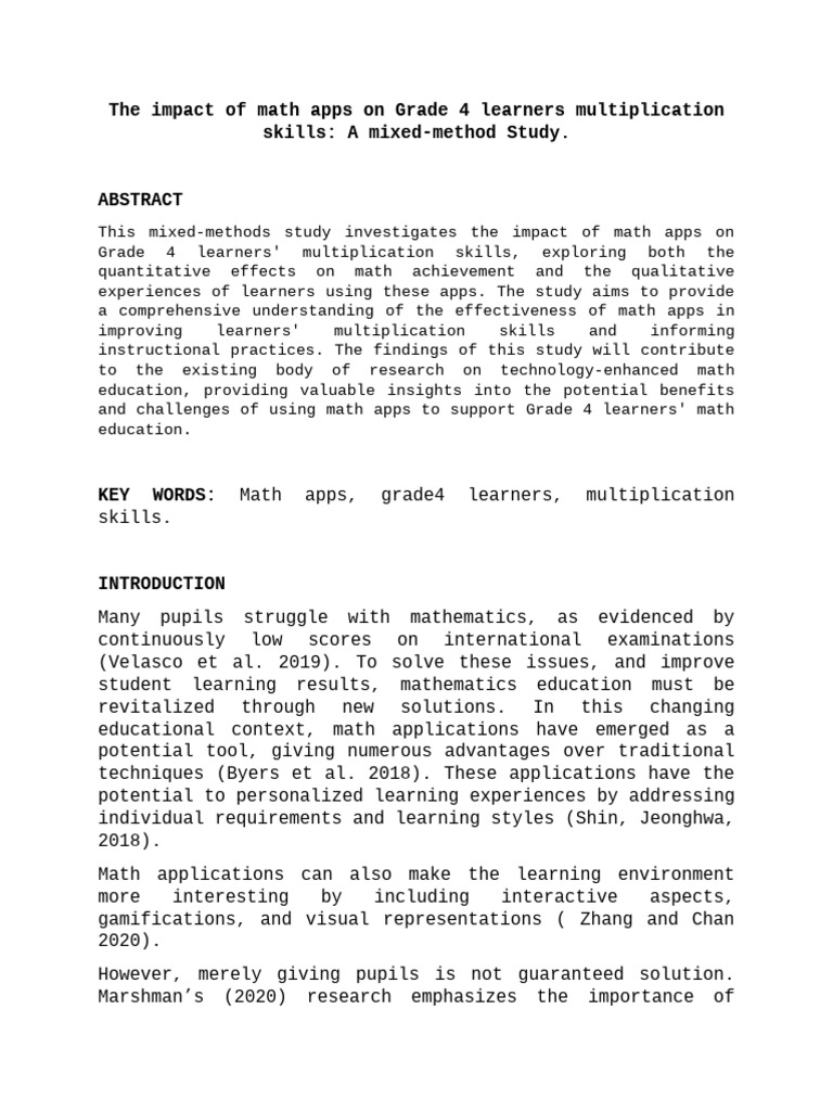 Math Apps' Impact on Grade 4 Multiplication | PDF | Learning | Mathematics