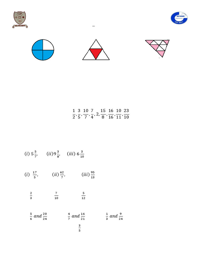 6th Grade Math Worksheet on Fractions | PDF | Algebra | Mathematical ...