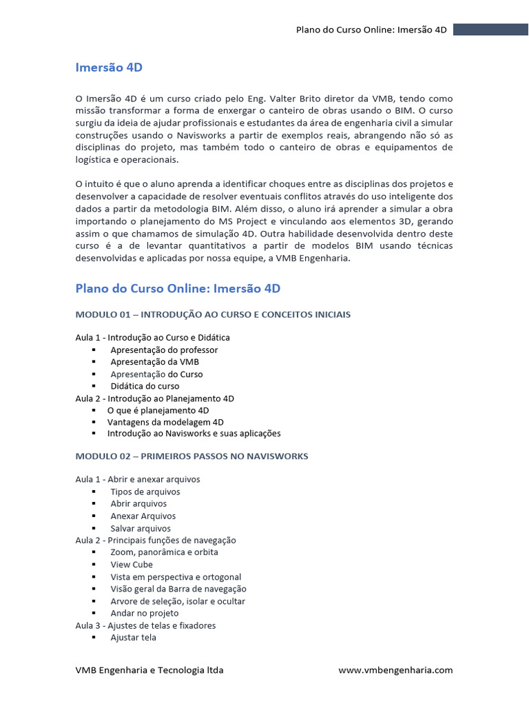 Curso Online de Imersão 4D em BIM | PDF | BIM | Engenharia