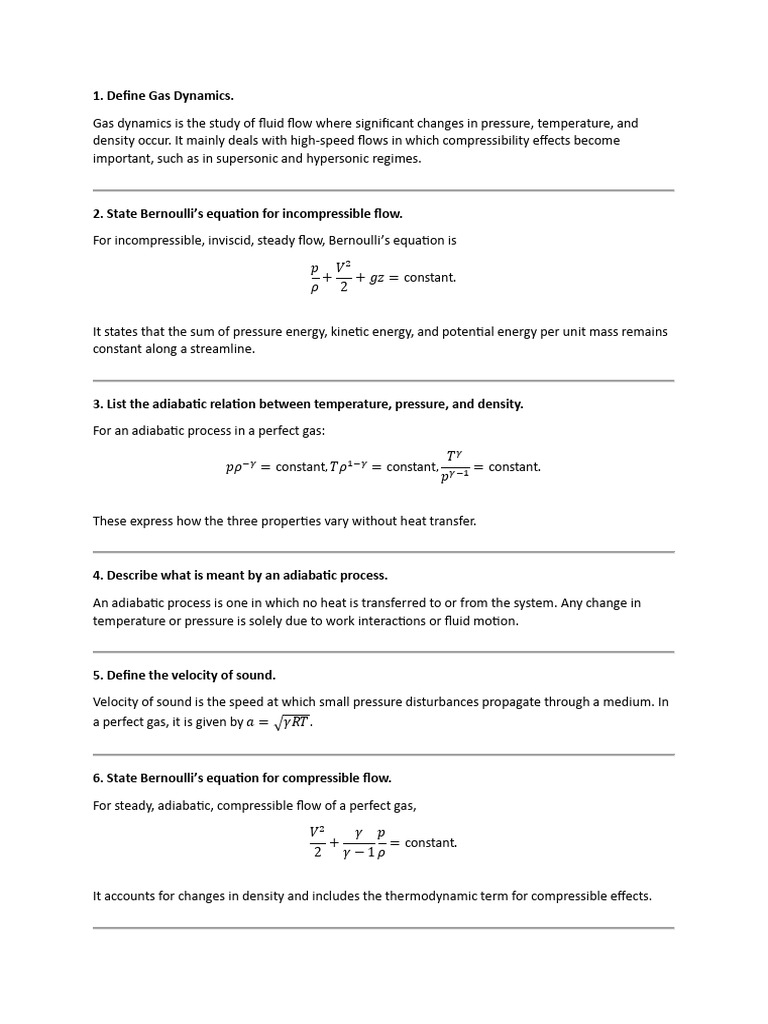 Gas Dynamics and Fluid Flow Principles | PDF | Mach Number ...