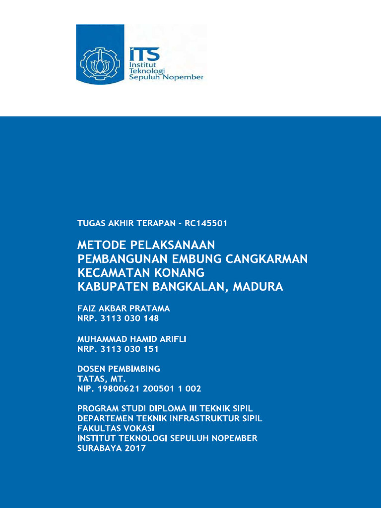 Metode Pelaksanaan Embung Cangkarman | PDF