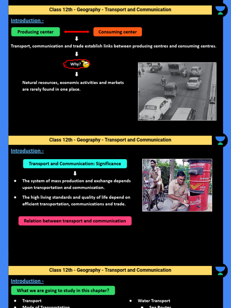 Class 12 Geography: Transport & Communication | PDF | Canal | Transport