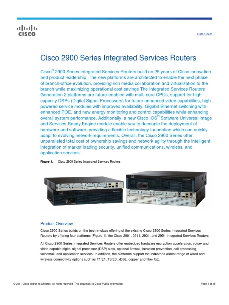 Cisco 2901 Router Datasheet | Cisco Systems | Computer Network